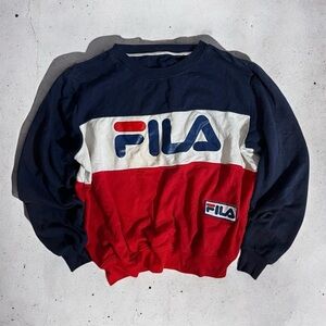 Vintage Y2K FILA Colorblock Sweatshirt – Red/White/Blue – Oversized Fit